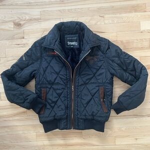 Stefano Di Roma Fly Legend Aviator Bomber Jacket –Men’s Small-Quilted– Navy Blue